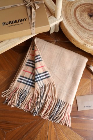 Burberry Camel Cashmere Check Cape Shawl view 2