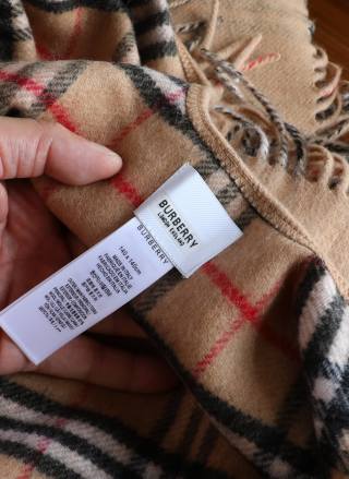 Burberry Camel Cashmere Check Cape Shawl view 3