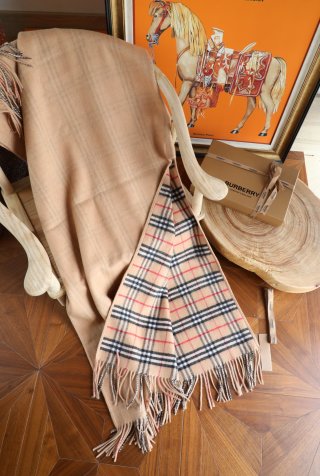 Burberry Camel Cashmere Check Cape Shawl view 5