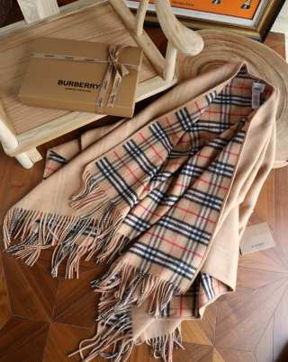 Burberry Camel Cashmere Check Cape Shawl view 8