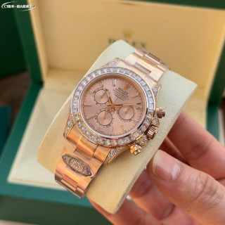 Rolex Daytona Chronograph Rose Gold Crystal Bezel Watch view 3