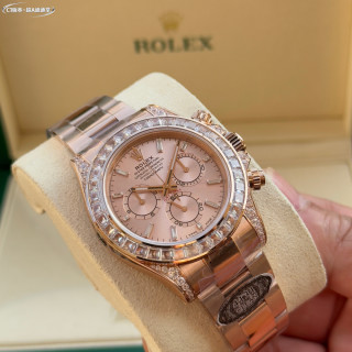 Rolex Daytona Chronograph Rose Gold Crystal Bezel Watch view 4