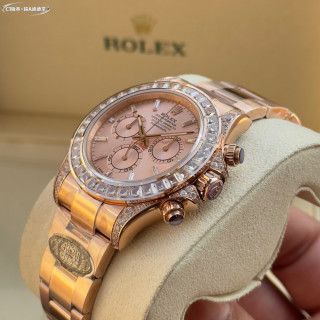 Rolex Daytona Chronograph Rose Gold Crystal Bezel Watch view 6