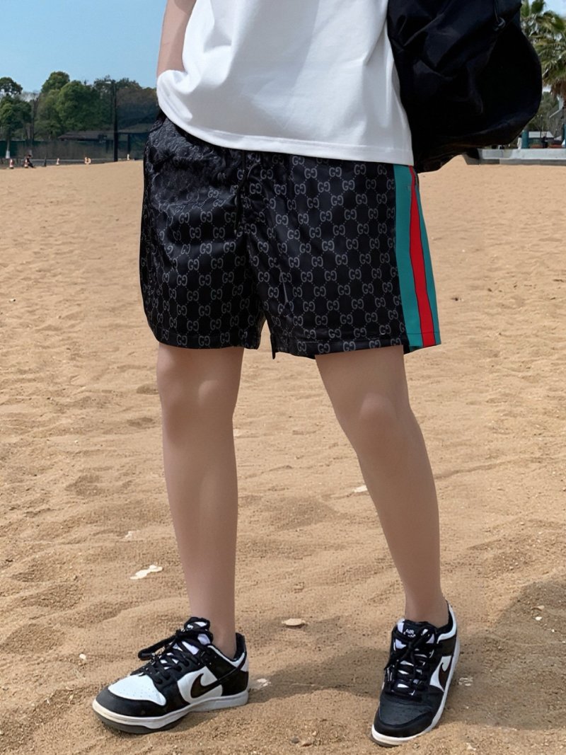 Gucci GG Monogram Shorts Black with Web Stripe