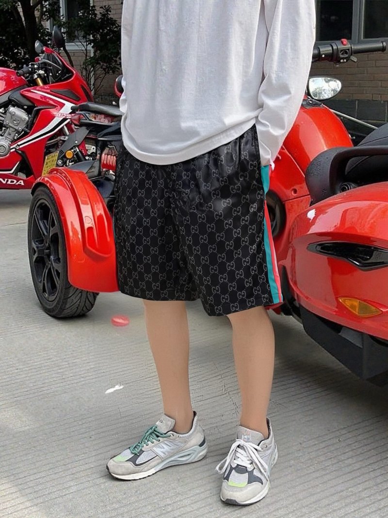 Gucci GG Monogram Shorts Black with Web Stripe view
