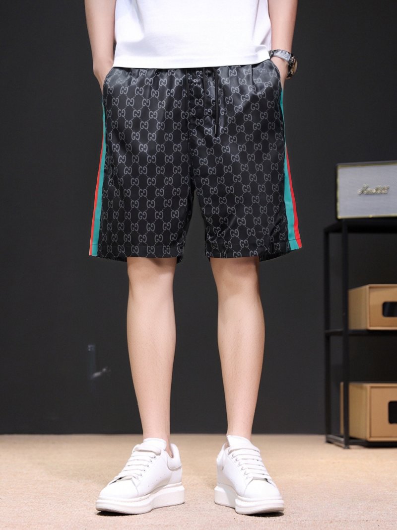 Gucci GG Monogram Shorts Black with Web Stripe view
