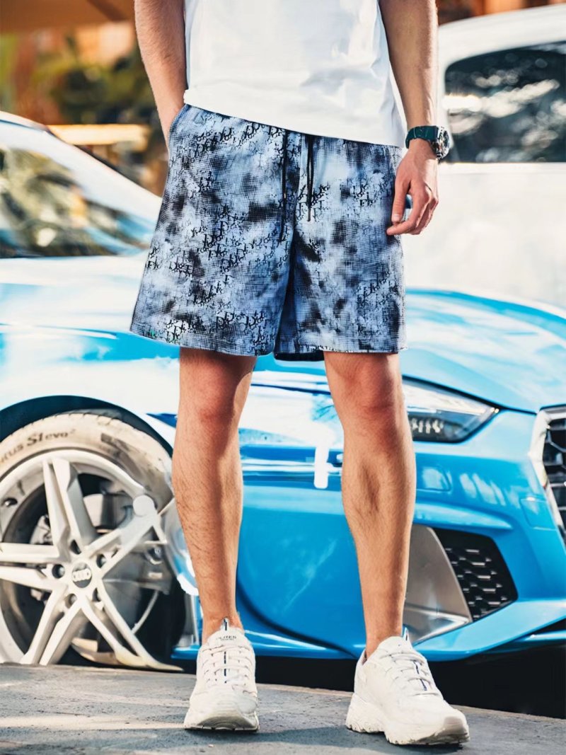 Light Blue Tie-Dye Denim Shorts view