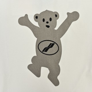 WE11DONE Flocked Bear Raglan Colorblock Long Sleeve T-Shirt Black Cream view 12