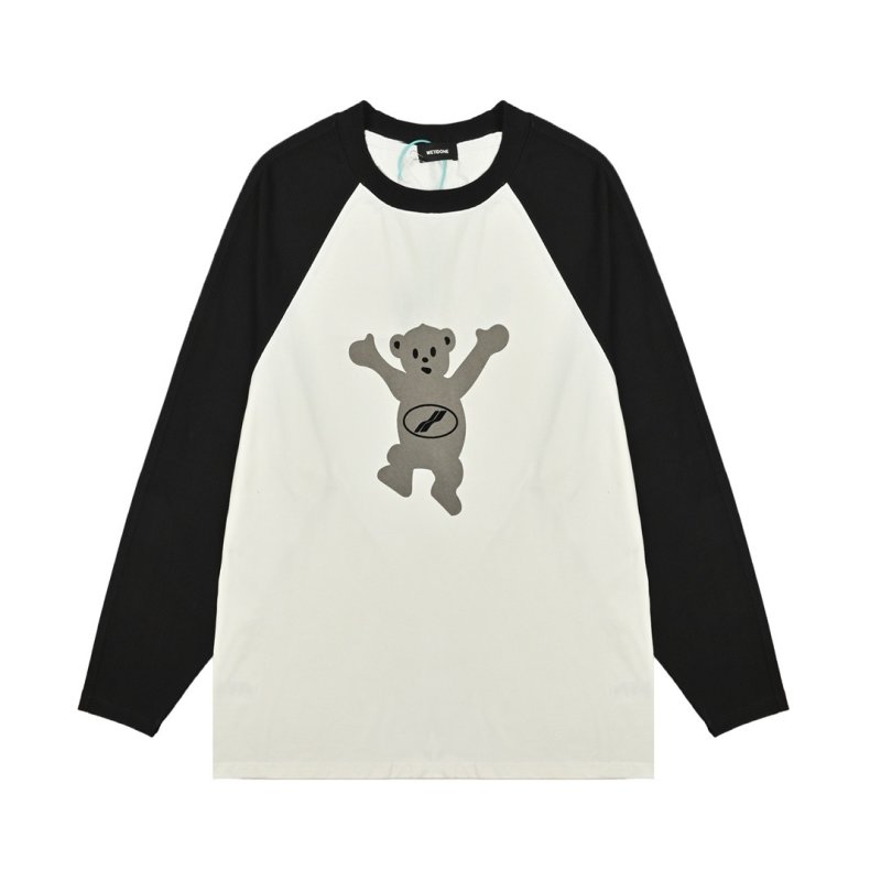 Burberry Black Bear Long Sleeve Baseball Tee White/Black view