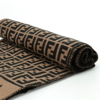 Fendi FF Monogram Wool-Cashmere Scarf Brown view 3