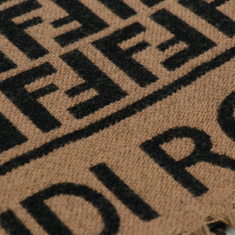 Fendi FF Monogram Wool-Cashmere Scarf Brown view