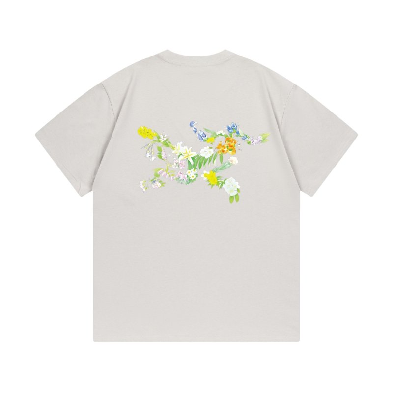 Floral Embroidered Grey Short Sleeve T-Shirt view