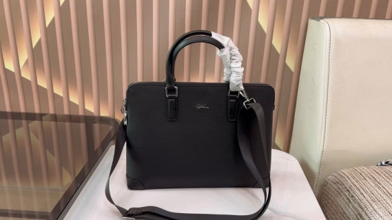 Black Leather Business Briefcase Handbag