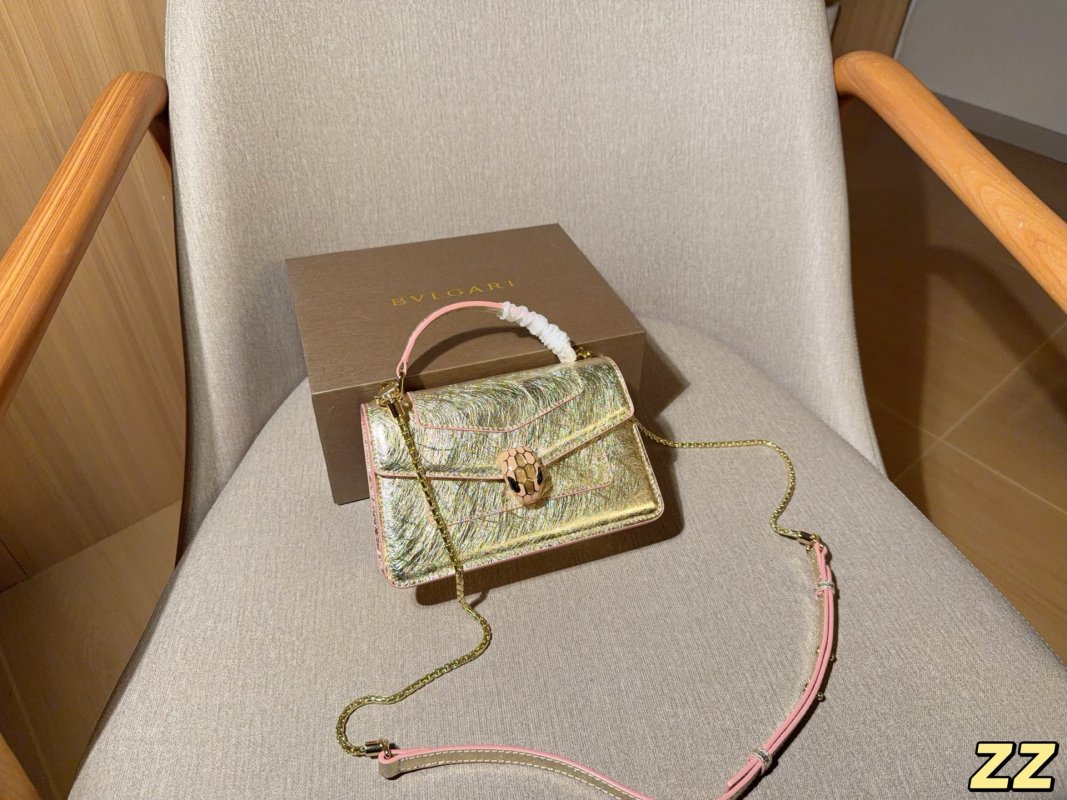 Bvlgari Serpenti Enamel Accordion Crossbody Bag Gold