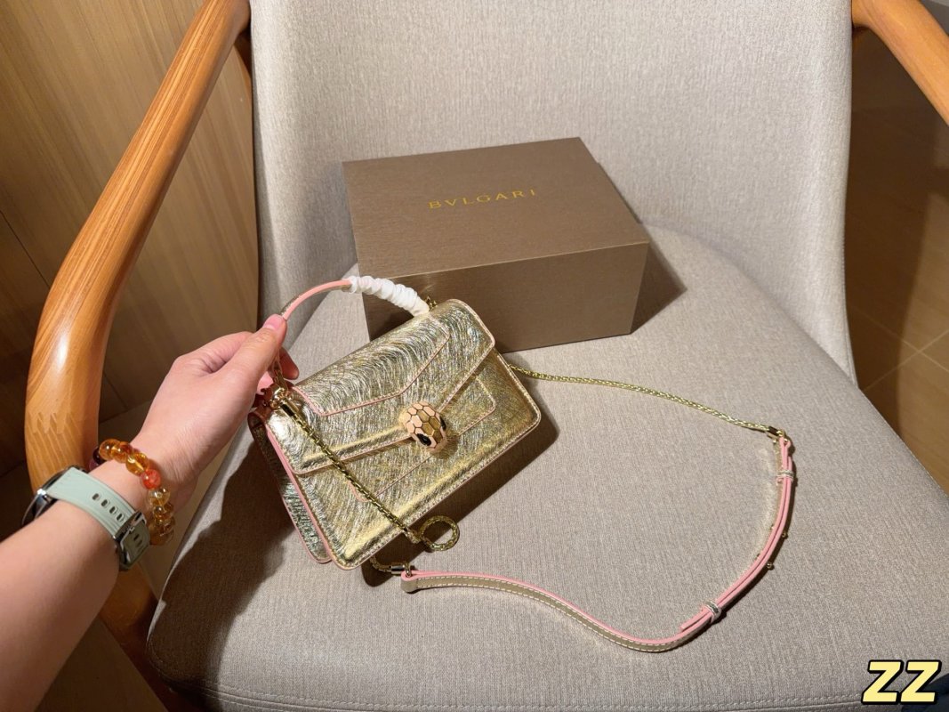 Bvlgari Serpenti Enamel Accordion Crossbody Bag Gold view