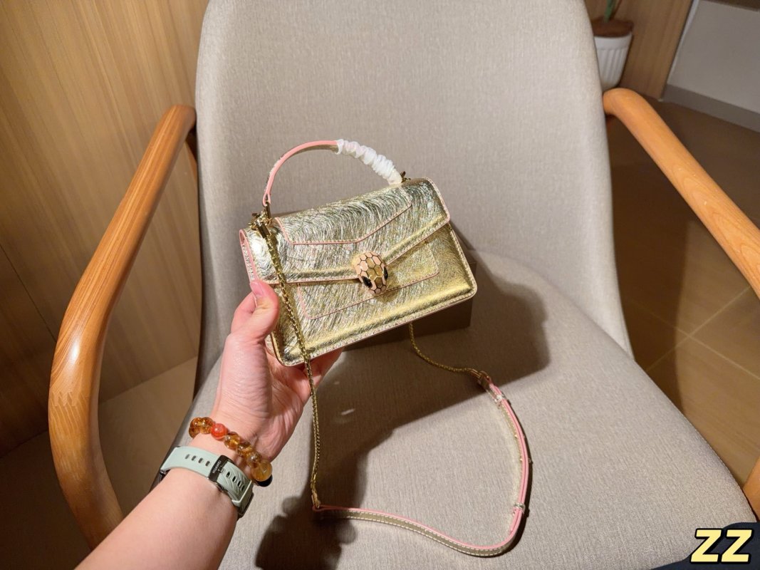 Bvlgari Serpenti Enamel Accordion Crossbody Bag Gold view