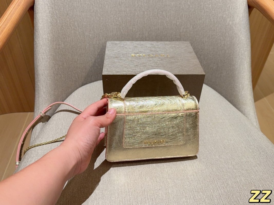 Bvlgari Serpenti Enamel Accordion Crossbody Bag Gold view