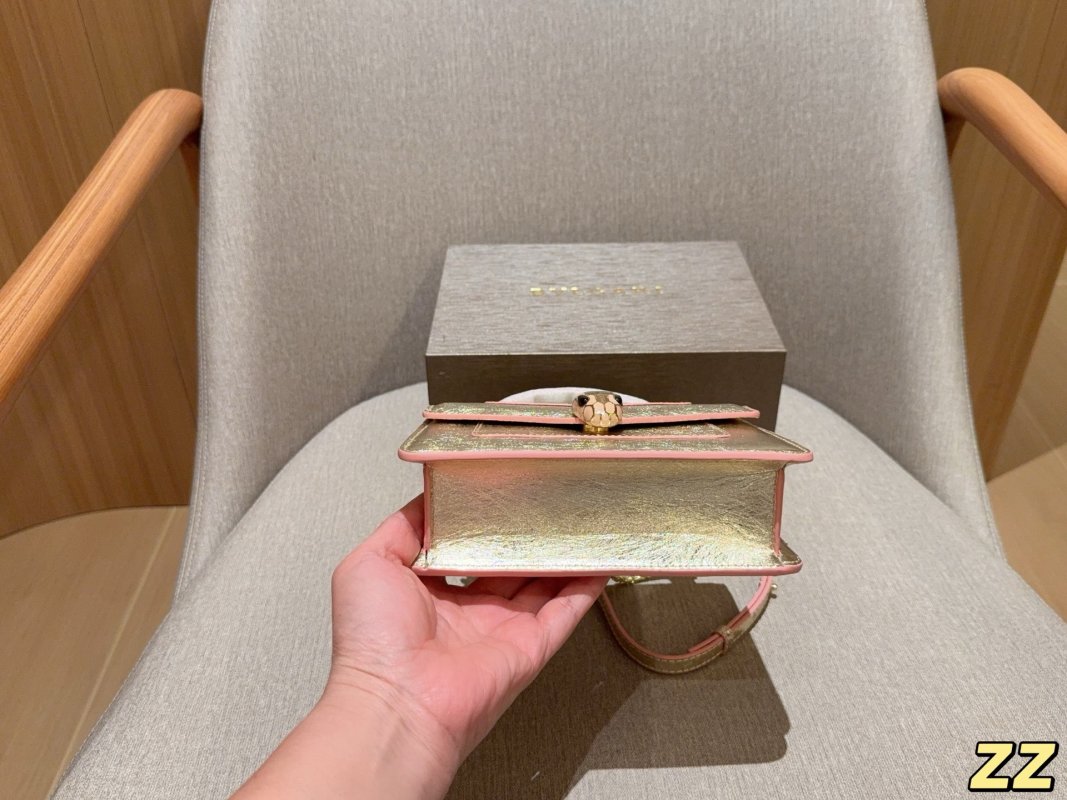 Bvlgari Serpenti Enamel Accordion Crossbody Bag Gold view