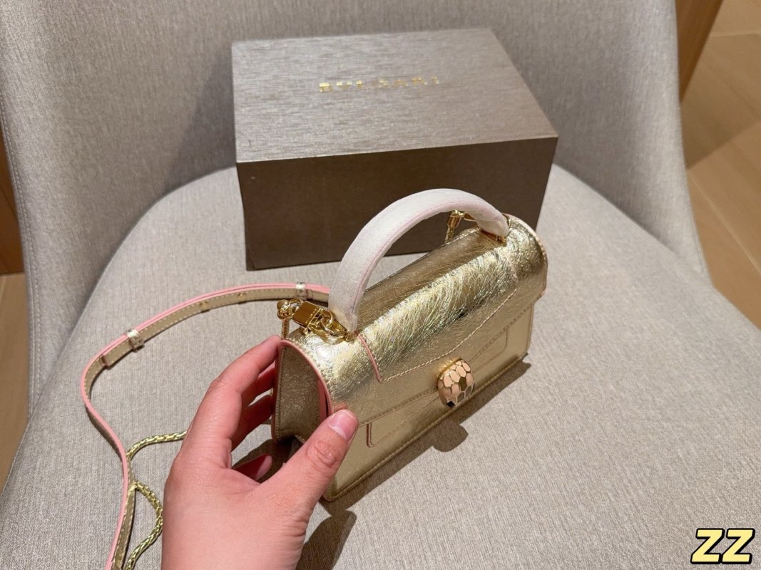 Bvlgari Serpenti Enamel Accordion Crossbody Bag Gold view