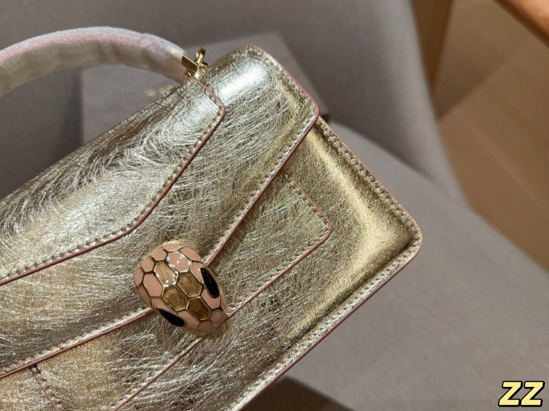 Bvlgari Serpenti Enamel Accordion Crossbody Bag Gold view