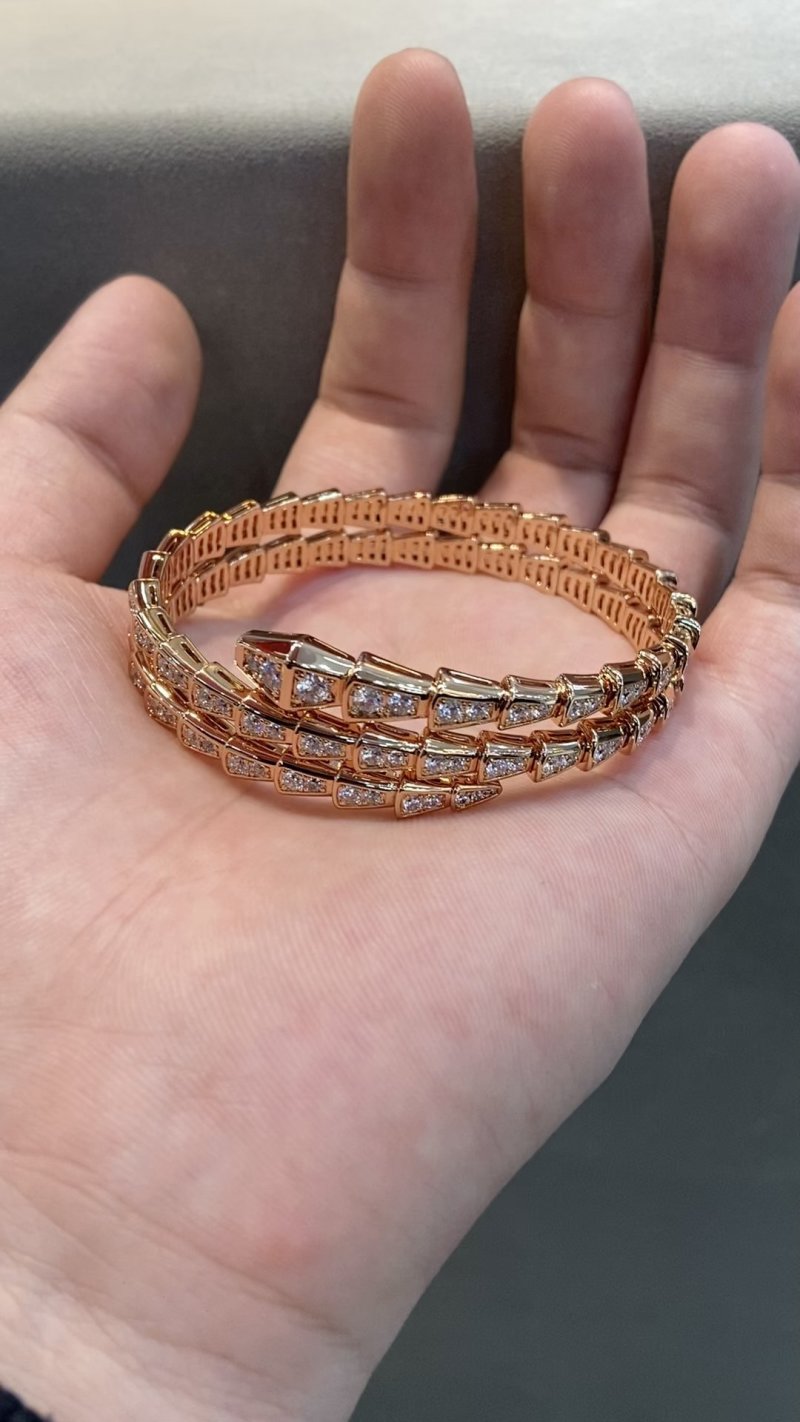 Bvlgari Serpenti Double Circle Diamond Rose Gold Bracelet