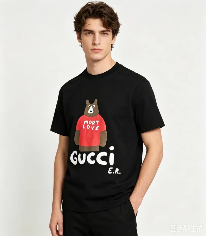 Gucci Bear Mort Love Black T-Shirt