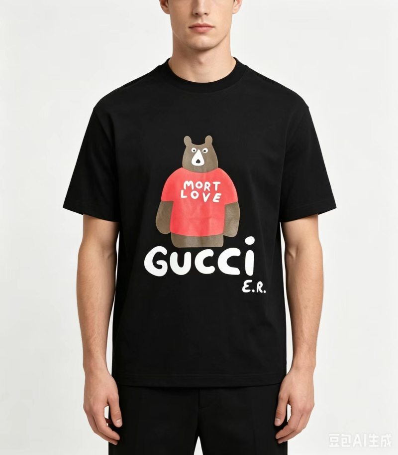 Gucci Bear Mort Love Black T-Shirt view