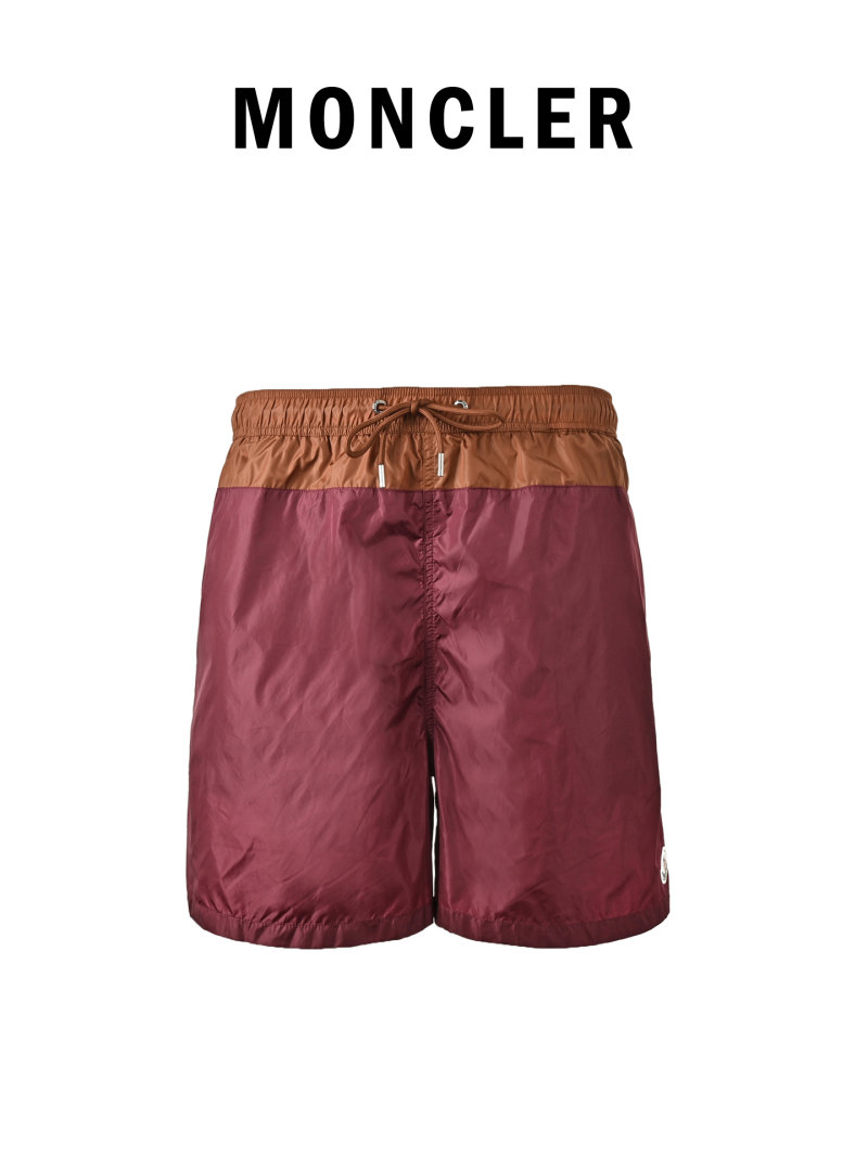 Burgundy & Tan Colorblock Swim Shorts view
