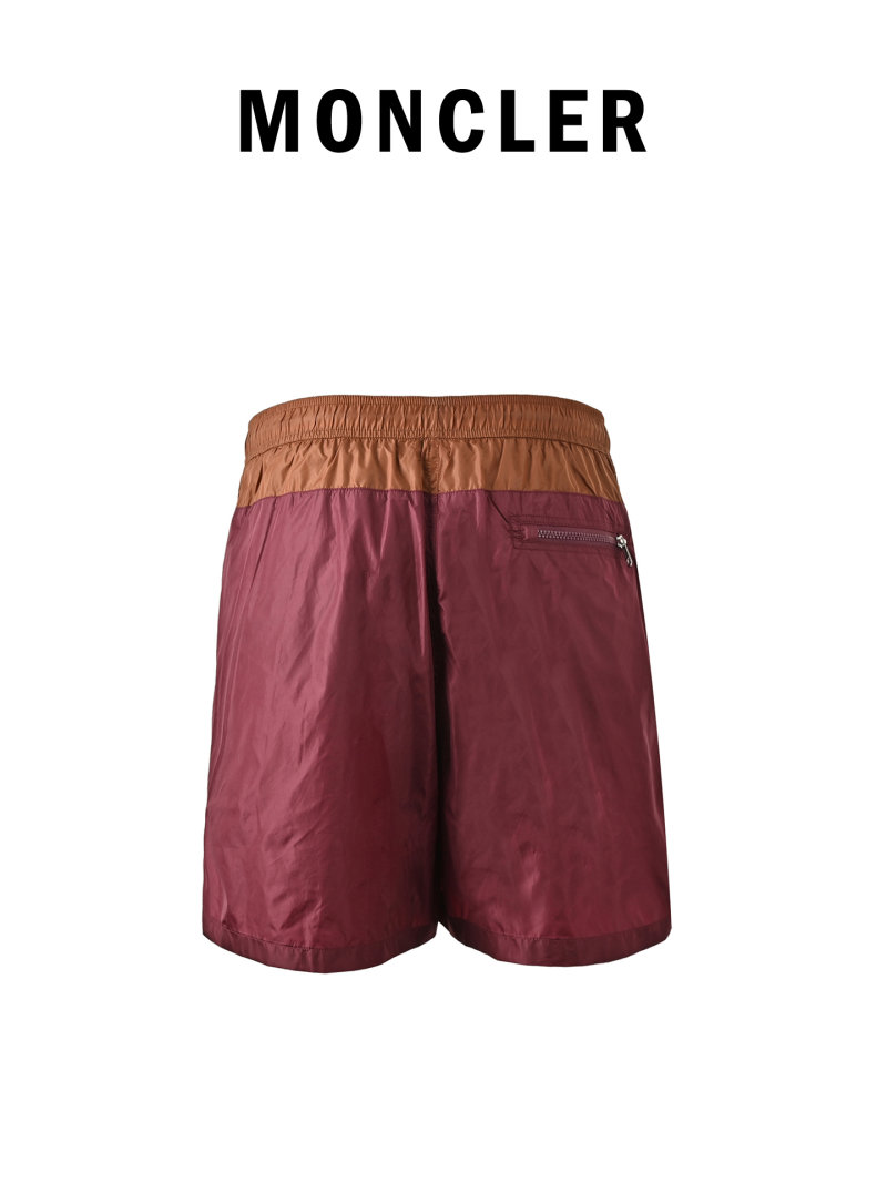 Burgundy & Tan Colorblock Swim Shorts view