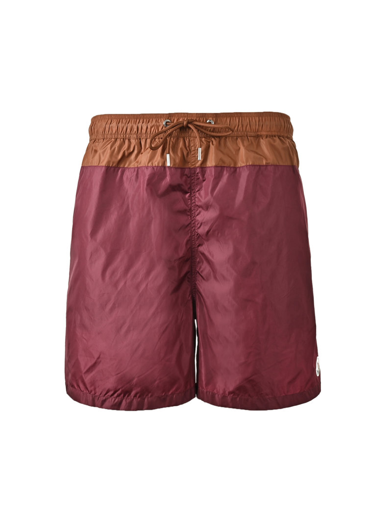 Burgundy & Tan Colorblock Swim Shorts view