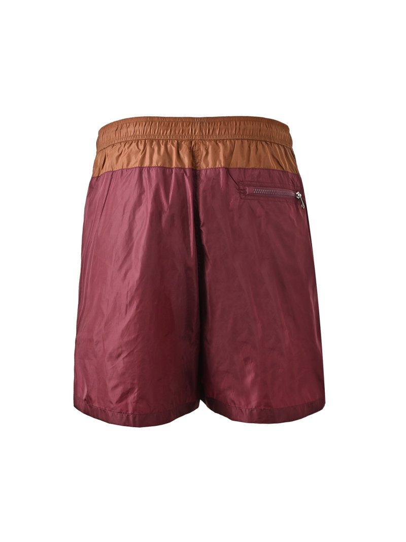 Burgundy & Tan Colorblock Swim Shorts view