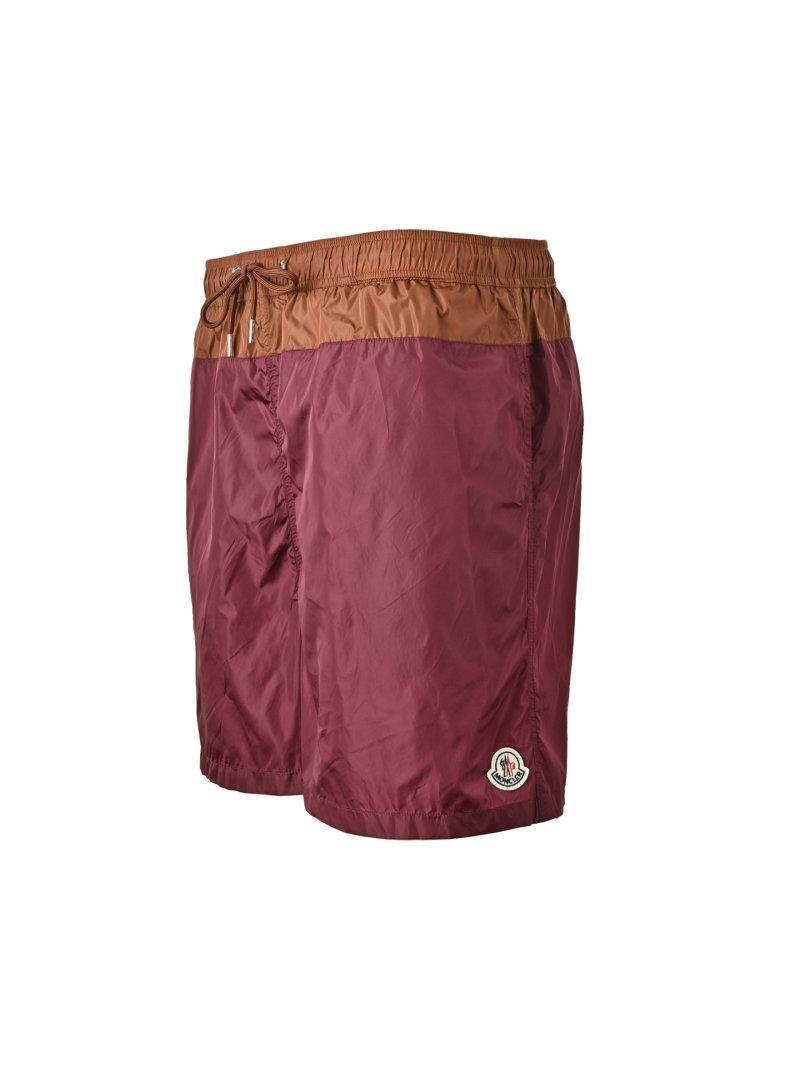 Burgundy & Tan Colorblock Swim Shorts view
