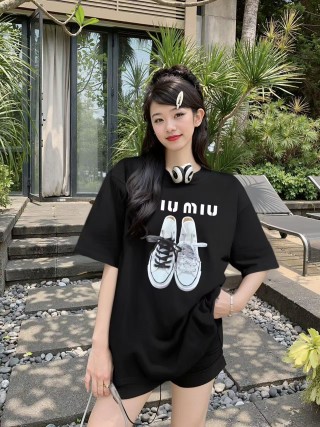 Miu Miu Sneaker Print Black T-Shirt view 2