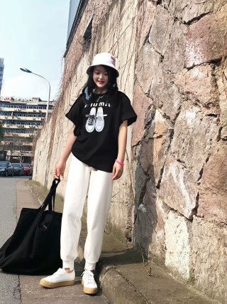 Miu Miu Sneaker Print Black T-Shirt view 4