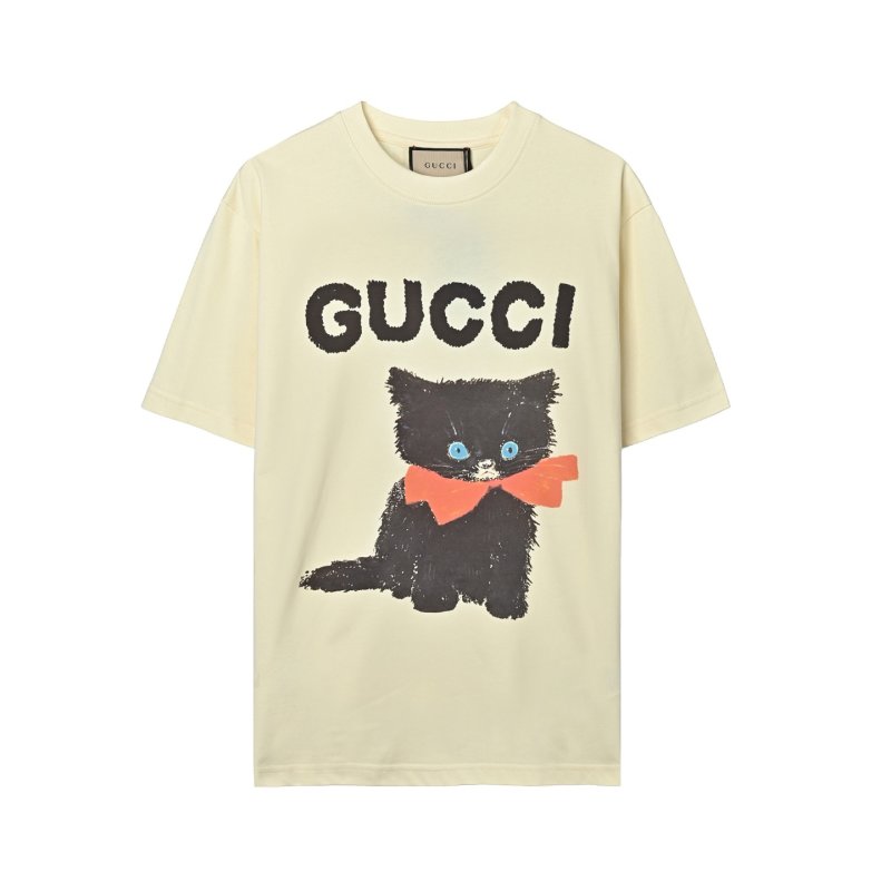 Gucci Black Cat Apple Cream T-Shirt view