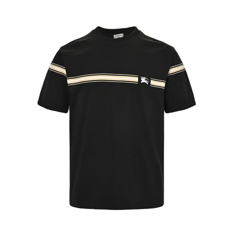 Black Stripe Crew Neck Short Sleeve T-Shirt view