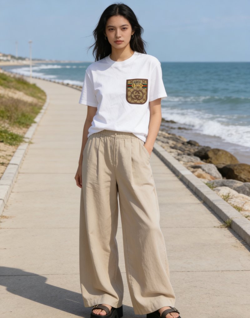 Gucci White Pocket T-Shirt with Monogram Patch