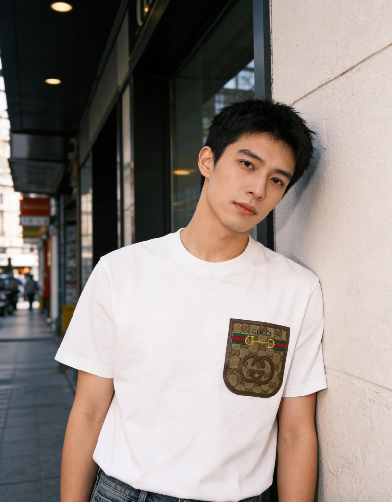 Gucci White Pocket T-Shirt with Monogram Patch view
