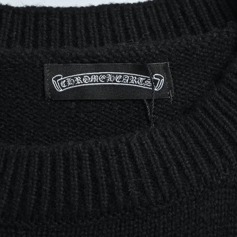 Chrome Hearts Black Knit Cardigan with Blue Cross Motif view
