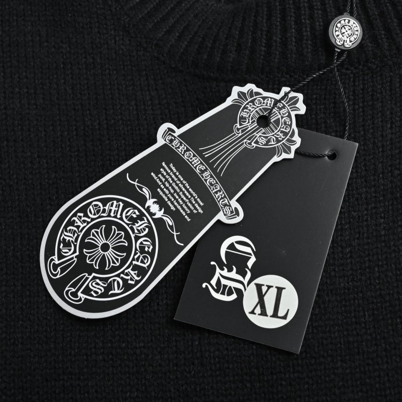 Chrome Hearts Black Knit Cardigan with Blue Cross Motif view