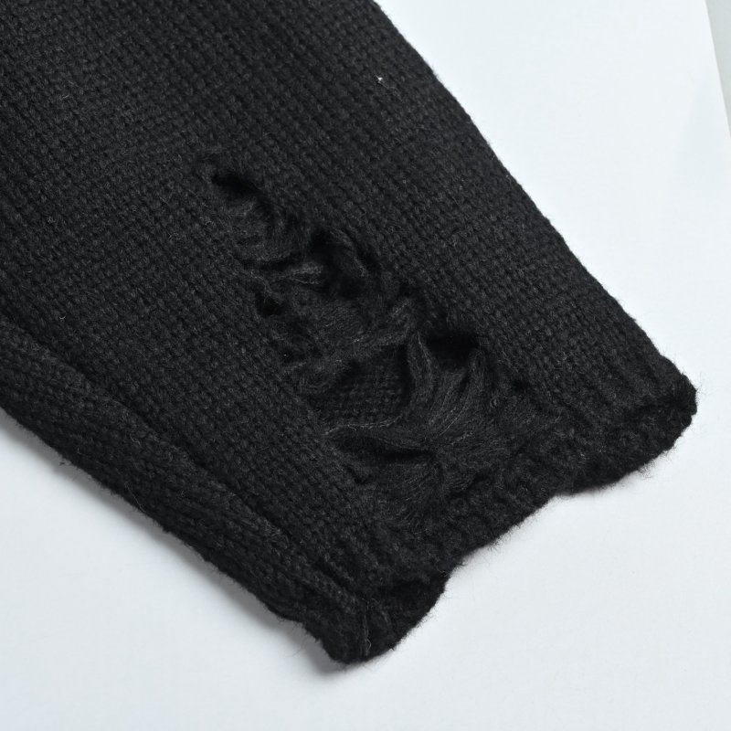 Chrome Hearts Black Knit Cardigan with Blue Cross Motif view