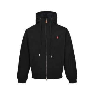 Polo Ralph Lauren Black Corduroy Zip Hoodie Jacket view 2