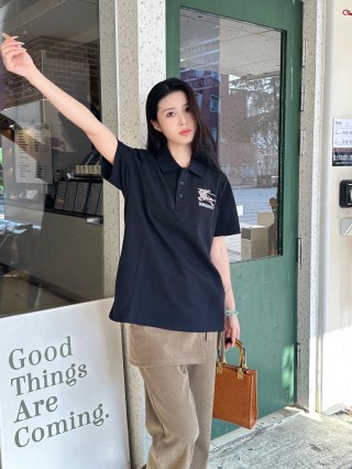 Burberry Black Polo Shirt with Logo Embroidery view 6