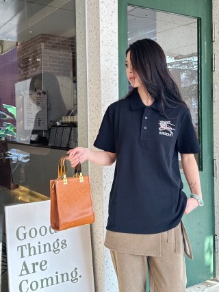 Burberry Black Polo Shirt with Logo Embroidery view 8