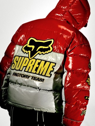 Supreme Fox Racing Red & Cream Puffer Down Jacket view 3