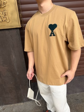 Ami Heart Logo T-Shirt Tan