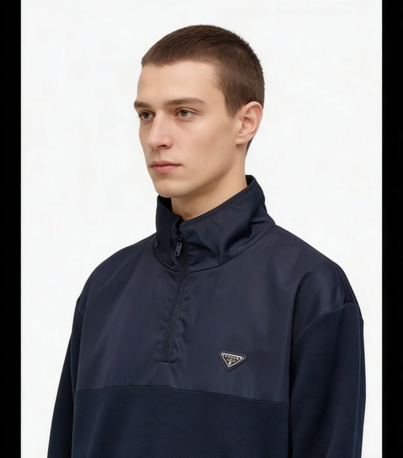 Prada Navy Technical Half-Zip Pullover Jacket