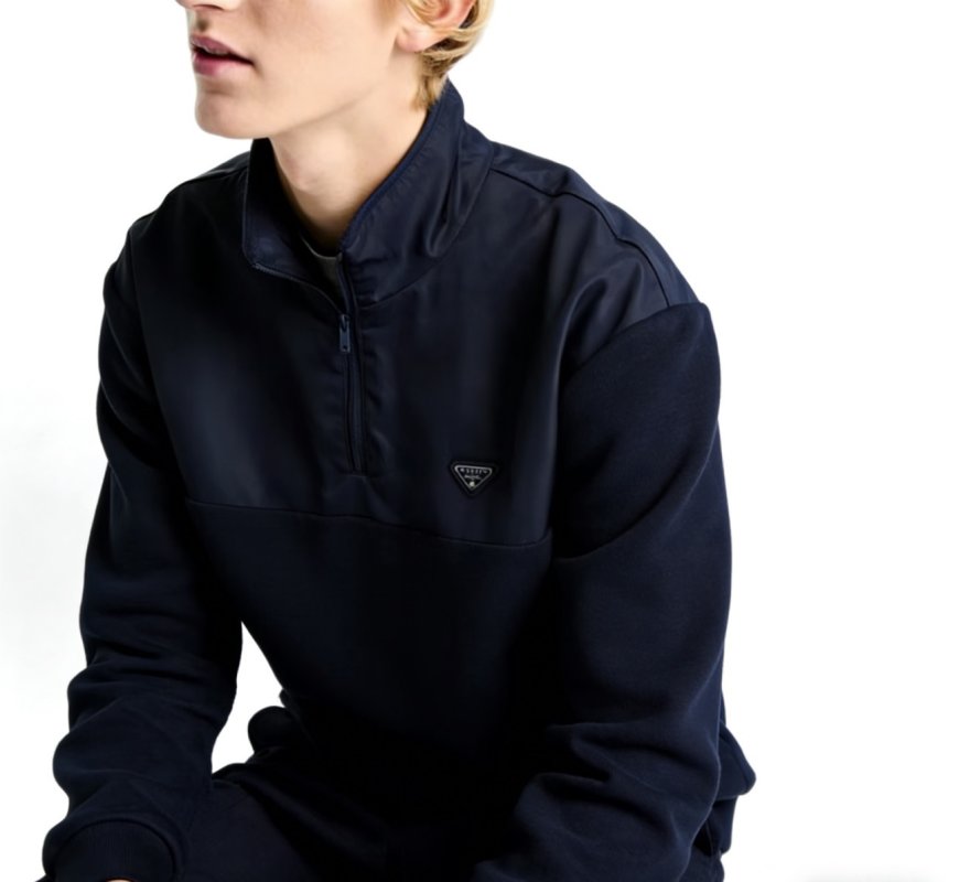 Prada Navy Technical Half-Zip Pullover Jacket view