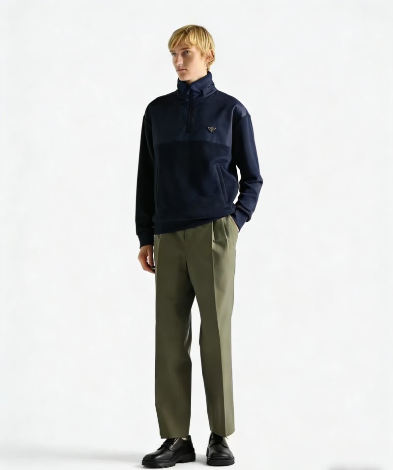 Prada Navy Technical Half-Zip Pullover Jacket view