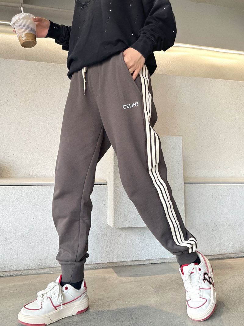 Celine Grey Stripe Joggers with White Side Trim